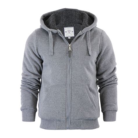mens hoodie brave soul zone sherpa fleece lined zip  hooded sweater