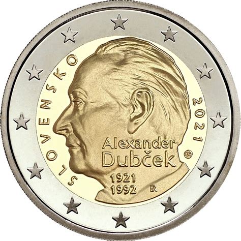 euro coin  anniversary   birth  alexander dubcek slovakia