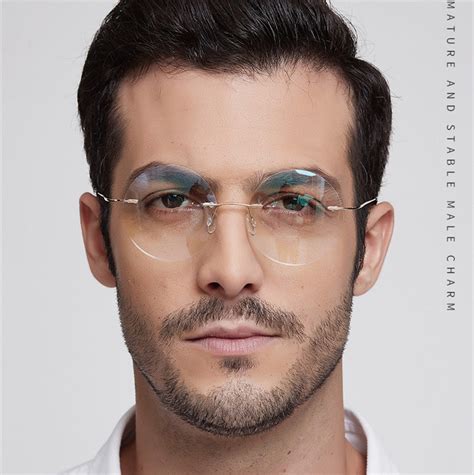 [get 45 ] rimless glasses for round face men