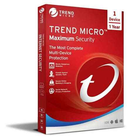 trend micro maximum security  device  year subscription key global
