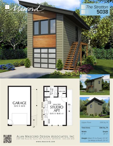contemporary garage plan  studio apartment   perfect complimentary structure
