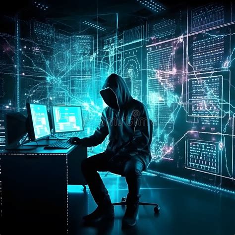 hacker typing computer concept  cybercrime cyberattack dark web