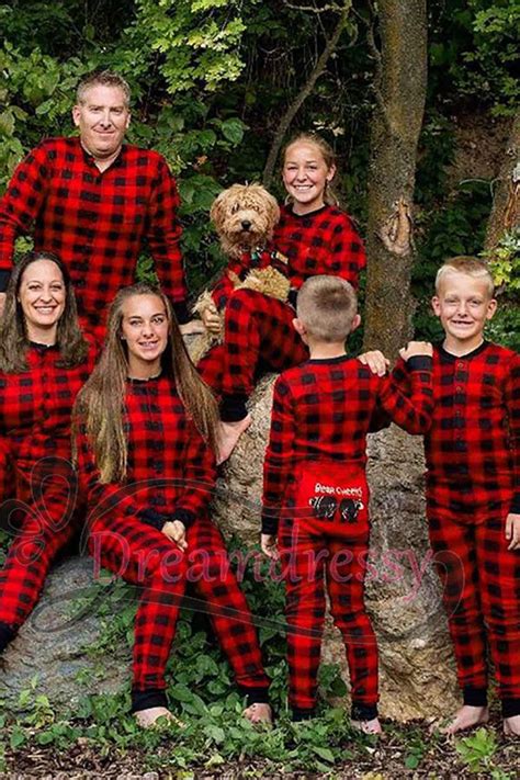 cozy red  black gingham pajamas   family christmas pajamas