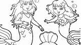 Dora Mermaid Coloring Pages Getcolorings Kids Explorer Color Kingdom sketch template