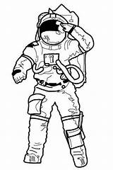 Astronaut Coloring Space Kunjungi Salute sketch template