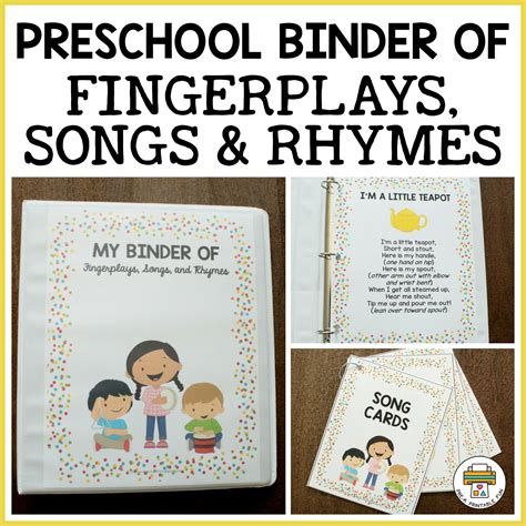 preschool fingerplays songs  rhymes binder