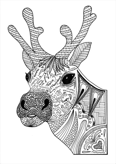 christmas reindeer head coloring page  adult coloringbay