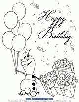 Coloring Birthday Frozen Happy Disney Pages Olaf sketch template