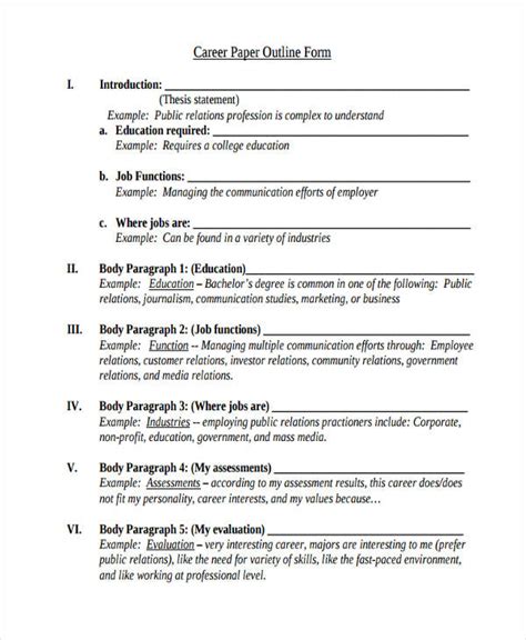 paper outline templates  sampleexample format