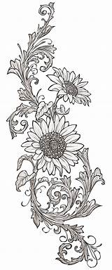 Sunflower Burning Wood Drawing Flower Patterns Stencils Flowers Pattern Sunflowers Designs Coloring Tattoo Stencil Pyrography Tattoos Pages Wolf Printable Used sketch template