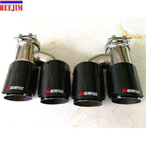 dual stainless akrapovic exhaust tip carbon fiber tailpipe inlet outlet   shape car