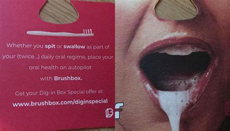 toothbrush company blasted for distributing spit or swallow material