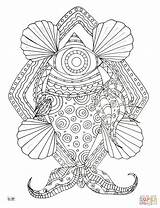Coloring Pages Tribal Pattern Fish Adults Printable Color sketch template
