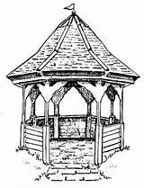 Gazebo Coloring Pages Outlines Relaxing Bridges Colouring Stamps Drawings Template Than Sketch sketch template