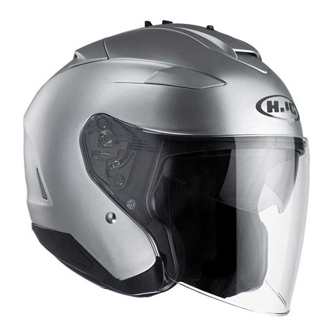 hjc    semi flat helmet silver hjc  sfs jet helmets motostorm