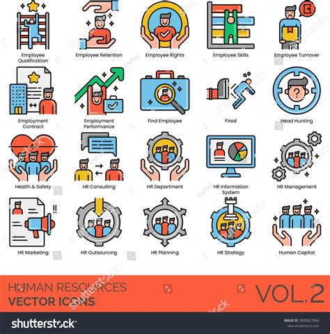 human resources icons including employee qualification stock vector royalty