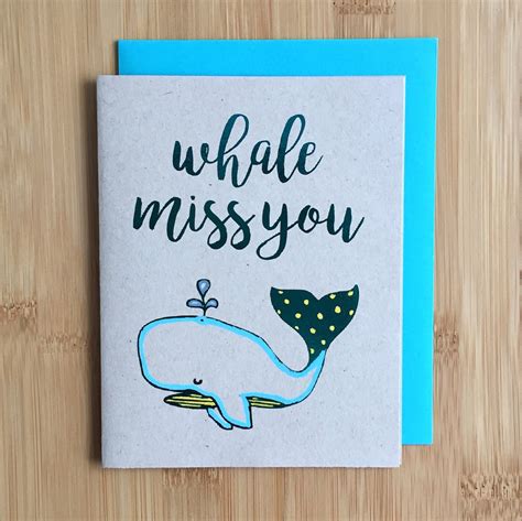 whale   goodbye card handmade farewell   card etsy