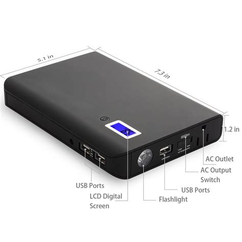 nexgadget patented mah multi function laptop power bank   ac outlet   usb ports