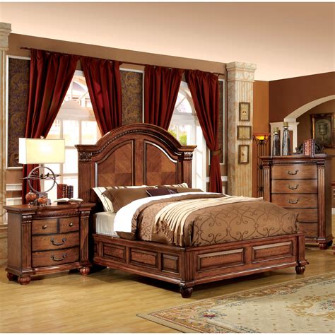 furniture  america feb traditional oak  piece bedroom set bed bath