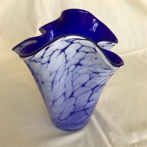 crystal hand  cobalt blue vase poland  etsy