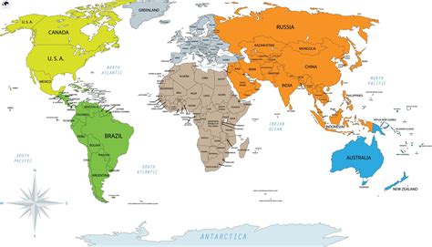 labeled world map  continents  countries blank world map