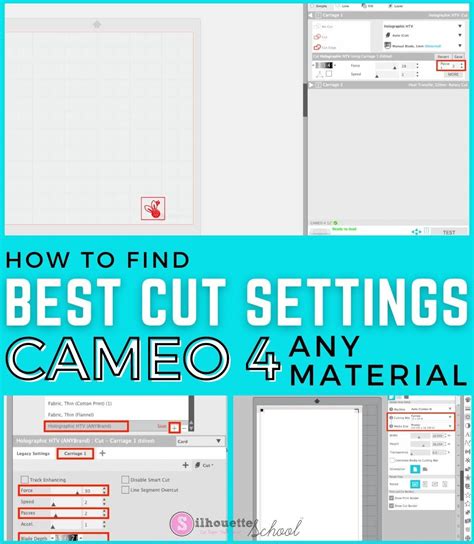 silhouette cameo  cut settings   find   settings
