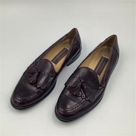 Johnston Murphy Shoes 8 M Burgundy Leather Slip On Tassel Italy Loafers