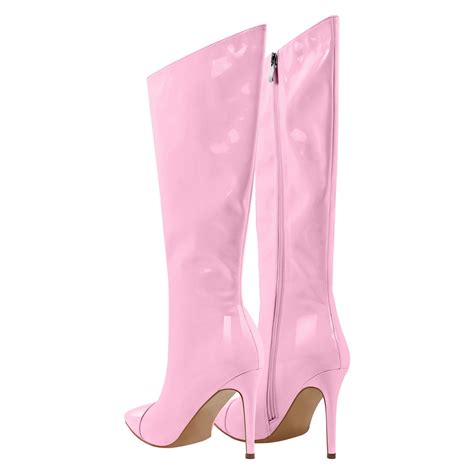 Patent Leather Pointed Toe Knee High Boots – Onlymaker
