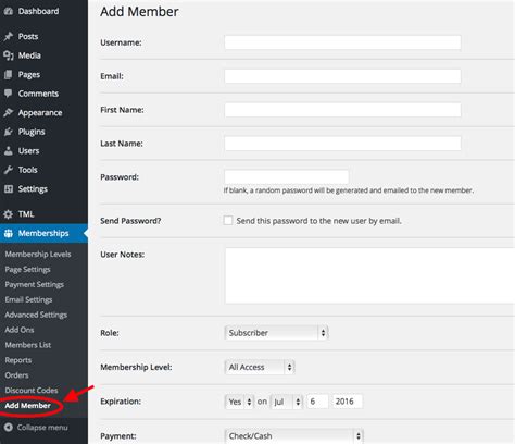 add member admin add  paid memberships pro