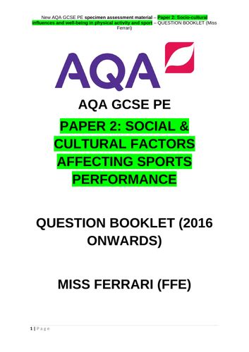 gcse pe paper  official questions  answers teaching