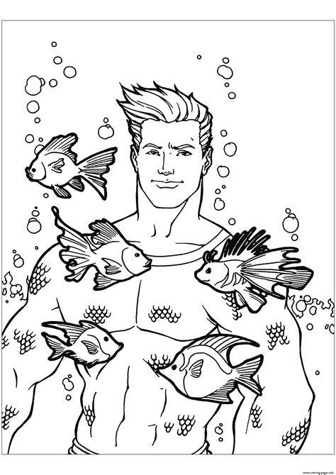 aquaman  fishes coloring page printable