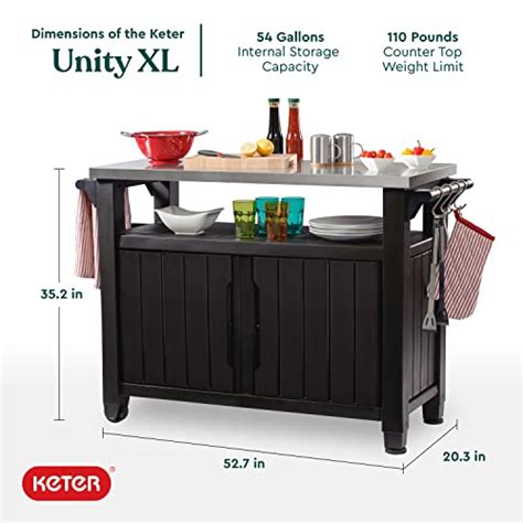 Keter Unity Xl Portable Outdoor Table And Storage Cabinet W Accessory