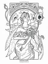 Coloring Pages Fairy Gothic Fairies Printable Adult House Nouveau Mystical Anime Mermaid Book Fantasy Vampire Elf Getcolorings Color Elves Mythical sketch template