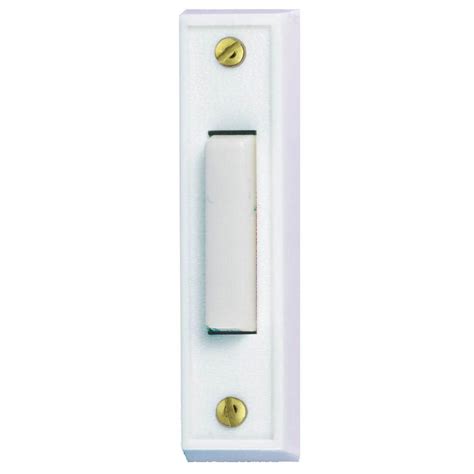 hampton bay wired lighted door bell push button white hb     home depot