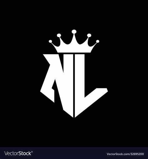 nl logo monogram shield shape  crown design template    preview  high