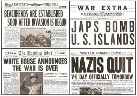 world war  major  newspaper set reprints  original news