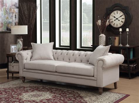 juliet collection contemporary linen fabric upholstered button tufted