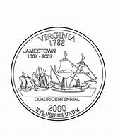 Coloring Virginia Quarter Jamestown State Pages Godspeed Worksheets Printables States Constant Susan Discovery Va Print Template Drawings Designlooter Go Settlement sketch template
