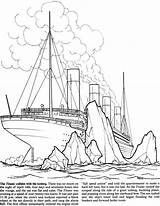 Titanic Coloring Pages Ship Printable Drawing Color Kids Rms Colouring Sheets Iceberg Print Printables Easy Sinking Boats Adult Dover Publications sketch template