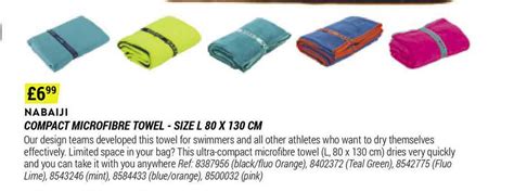 nabaiji compact microfibre towel size     cm offer  decathlon