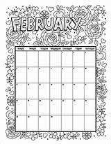 Calendar Coloring February Pages Printable Kids Flower Theme Feb Print 2021 Monthly Calender Template Woojr Months Jr Sheets Printables Activities sketch template