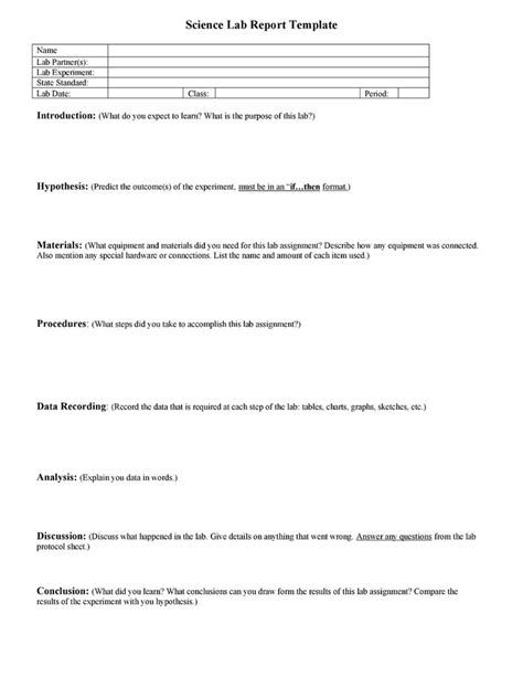 sample lab report template  students