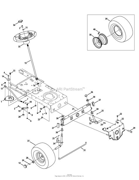 mtd ajss   parts diagram  front axle