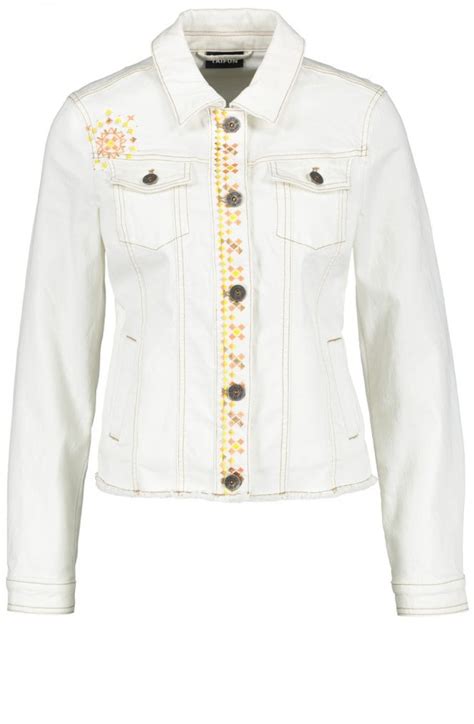 taifun off white embroidered denim jacket jackets from shirt sleeves uk