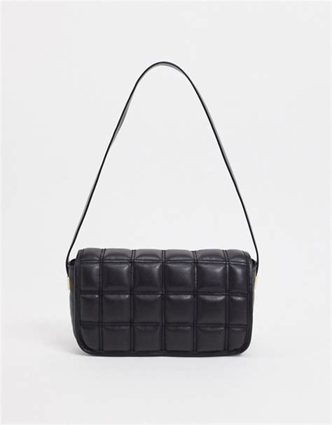asos design quilted shoulder bag  hardware  black asos