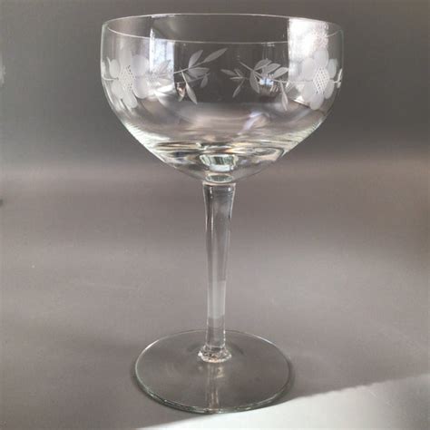 vintage floral etched crystal champagne glasses set of 6 chairish
