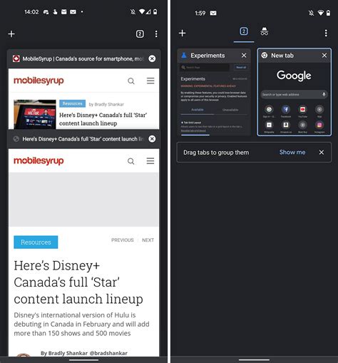 google chrome  android gains tab grouping  grid interface
