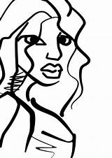 Wit Zwart Vrouw Lijntekening Lineart Portret Lijntekeningen sketch template