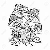 Mushroom Trippy Mushrooms Zentangle Doodle Colorear Colouring Clipartmag sketch template