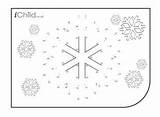 Dots Worksheets Connect Snowflake Dot Winter Printable Pages Coloring Worksheeto Via sketch template